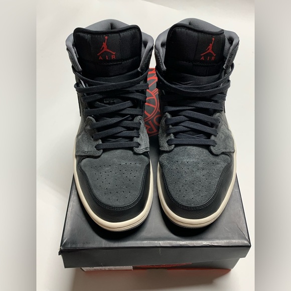 Jordan 1 Retro Mid Black Gym Red Anthracite Mens 9 - Picture 12 of 14